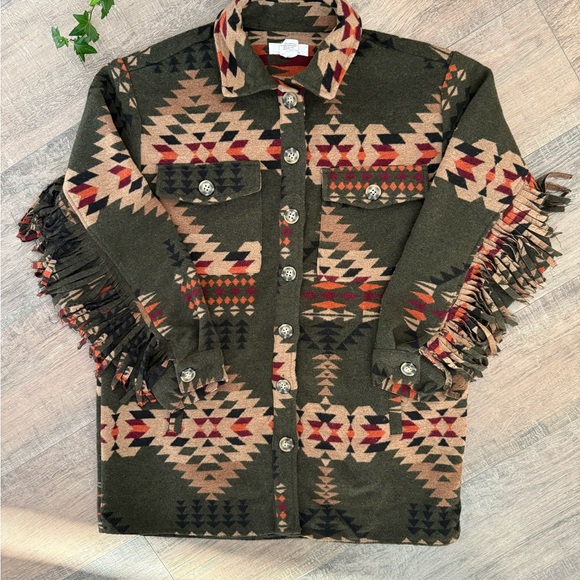 Fringe Aztec Pattern Jacket - Picture 2 of 6